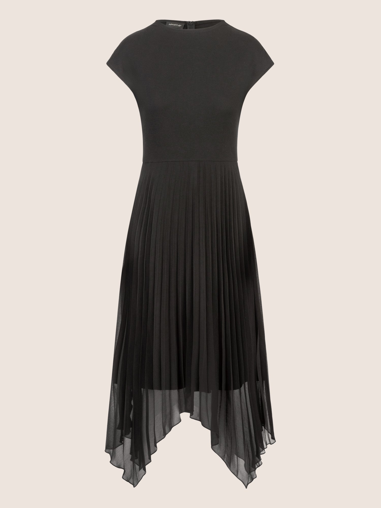 APART Midi Kleid mit Zipfelsaum | schwarz