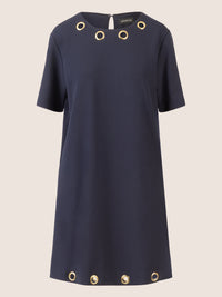 APART Kleid mit goldenen Ösendetails | nachtblau
