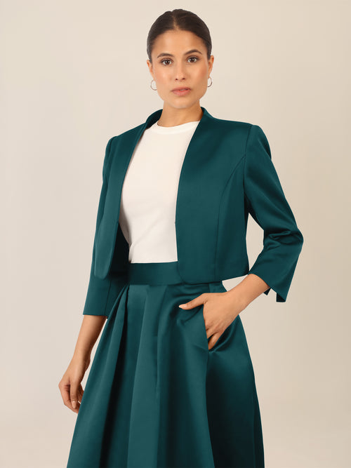 APART Satinbolero mit offener Front | dunkelgrün image 1