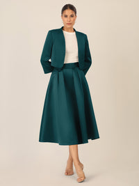 APART Satinbolero mit offener Front | dunkelgrün