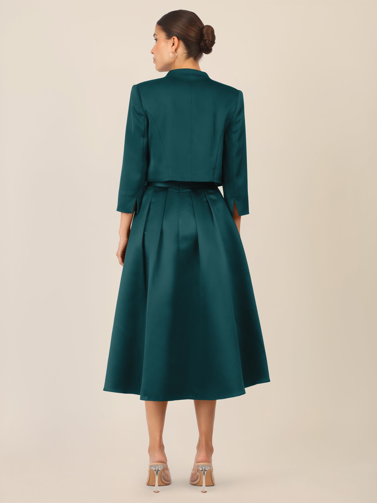 APART Satinbolero mit offener Front | dunkelgrün