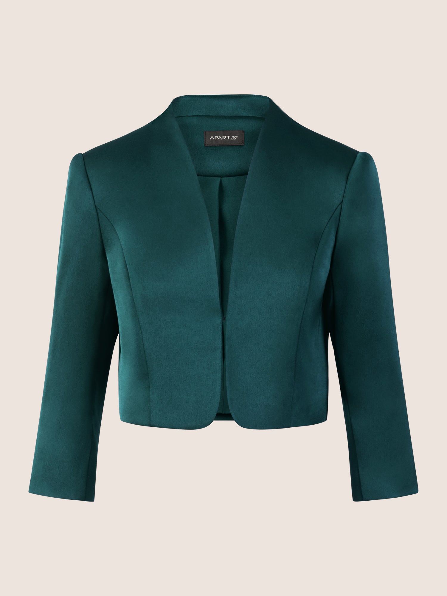 APART Satinbolero mit offener Front | dunkelgrün