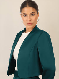 APART Satinbolero mit offener Front | dunkelgrün