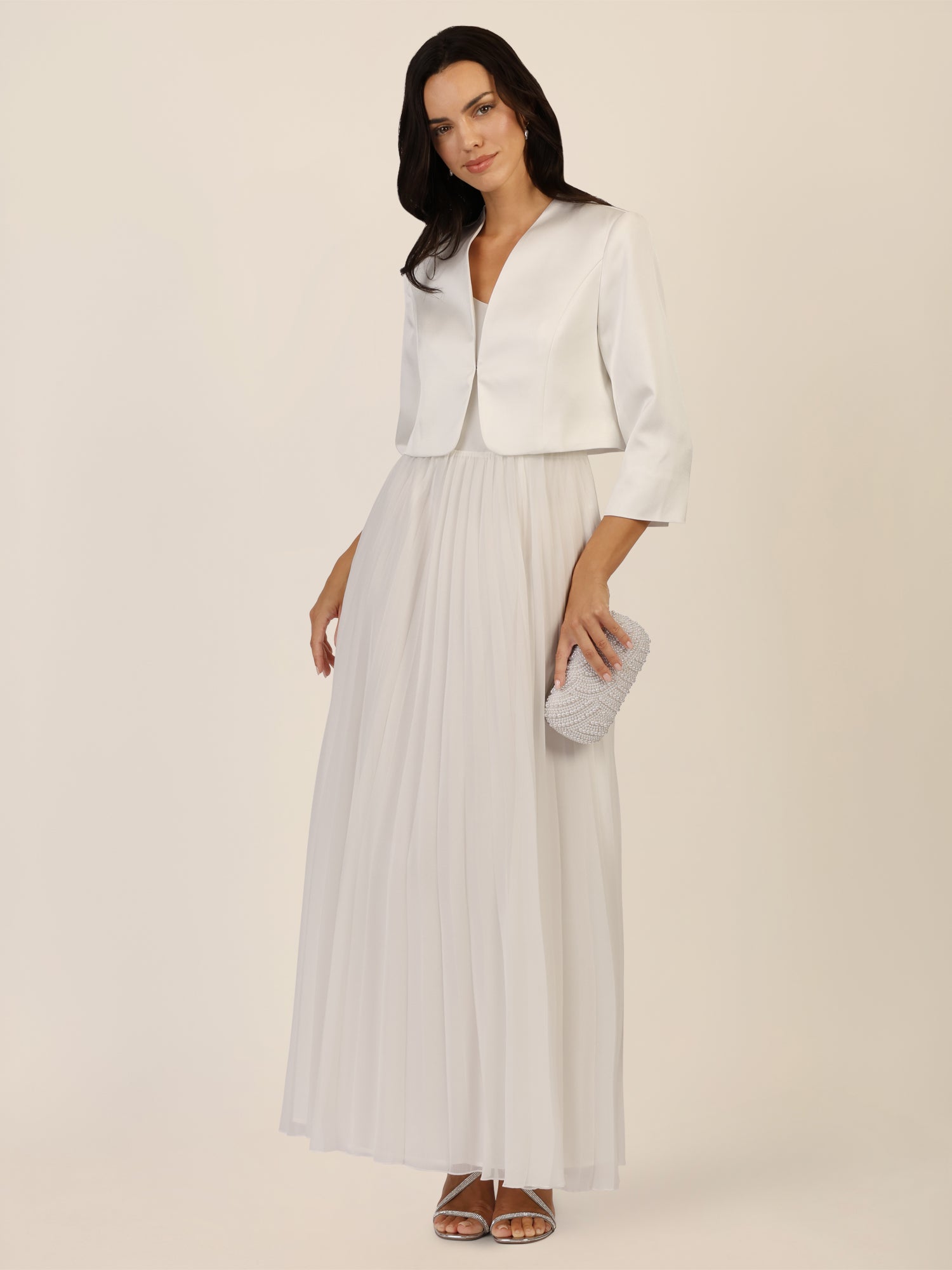 APART Satinbolero mit offener Front | creme