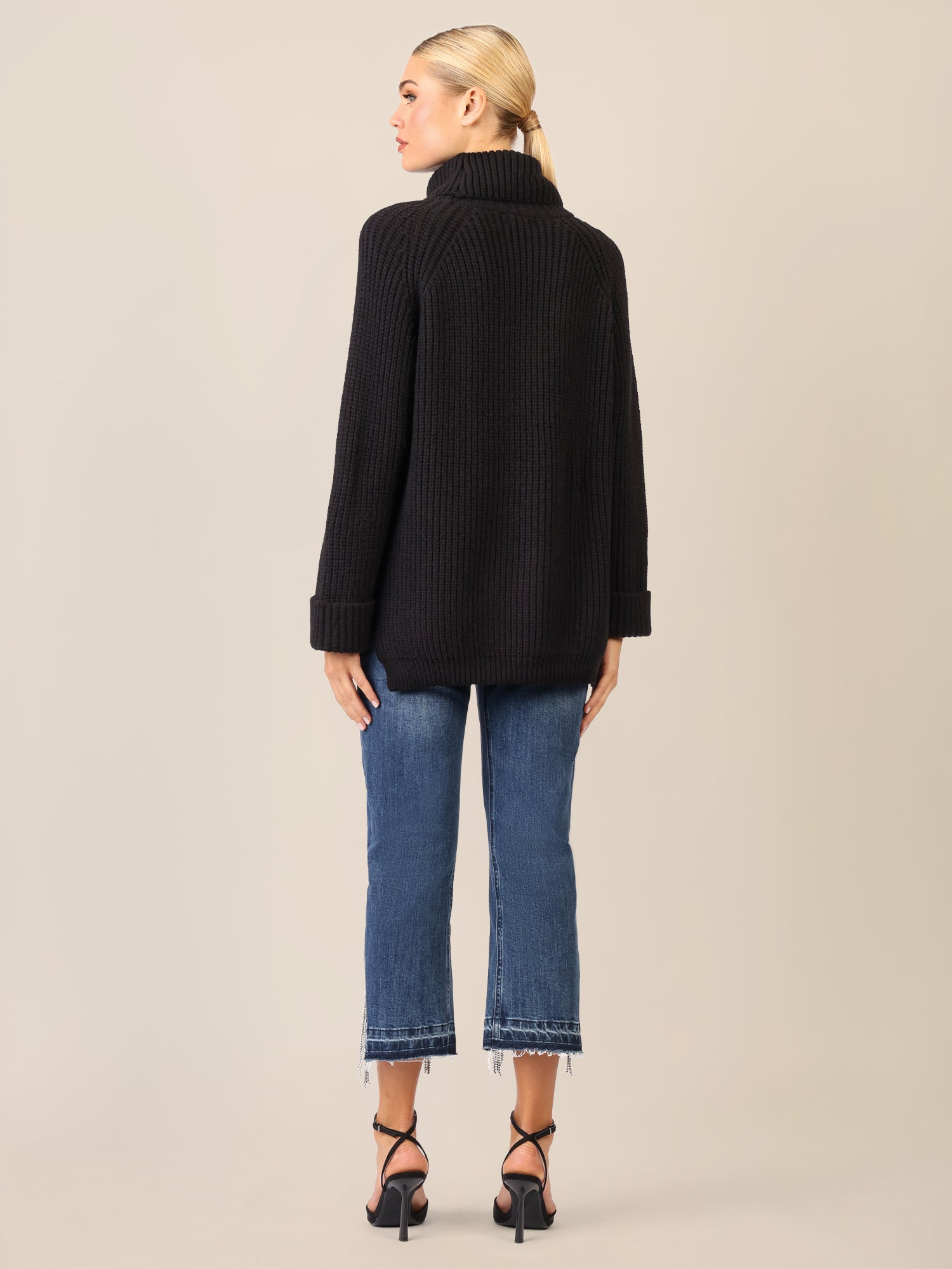 APART Oversized Pullover mit Rollkragen | schwarz
