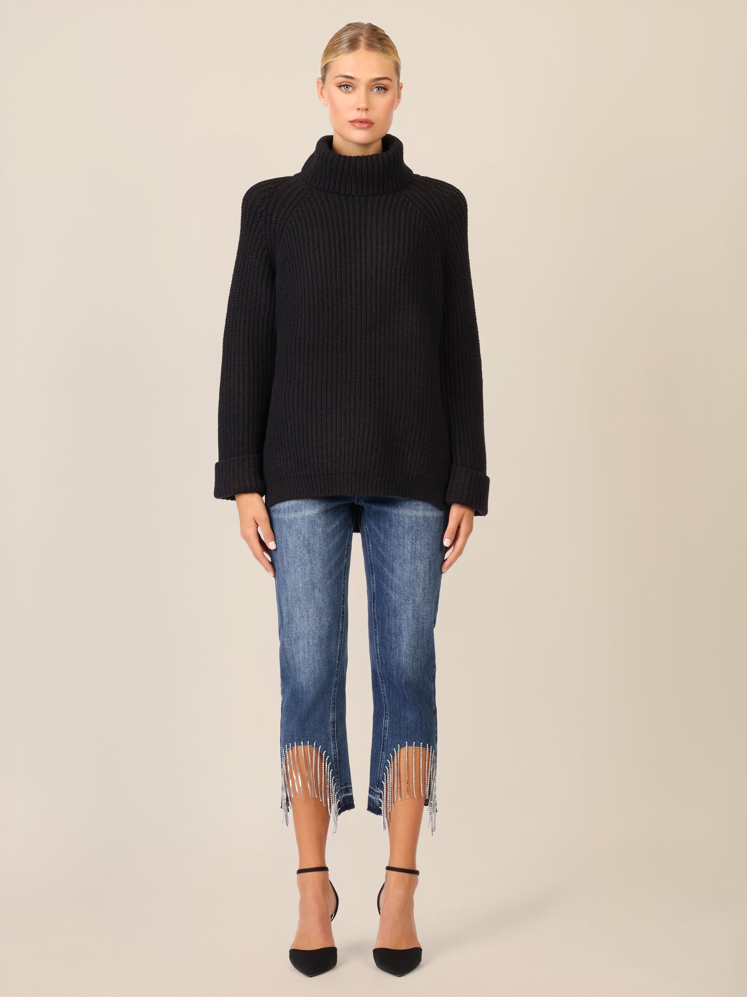 APART Oversized Pullover mit Rollkragen | schwarz
