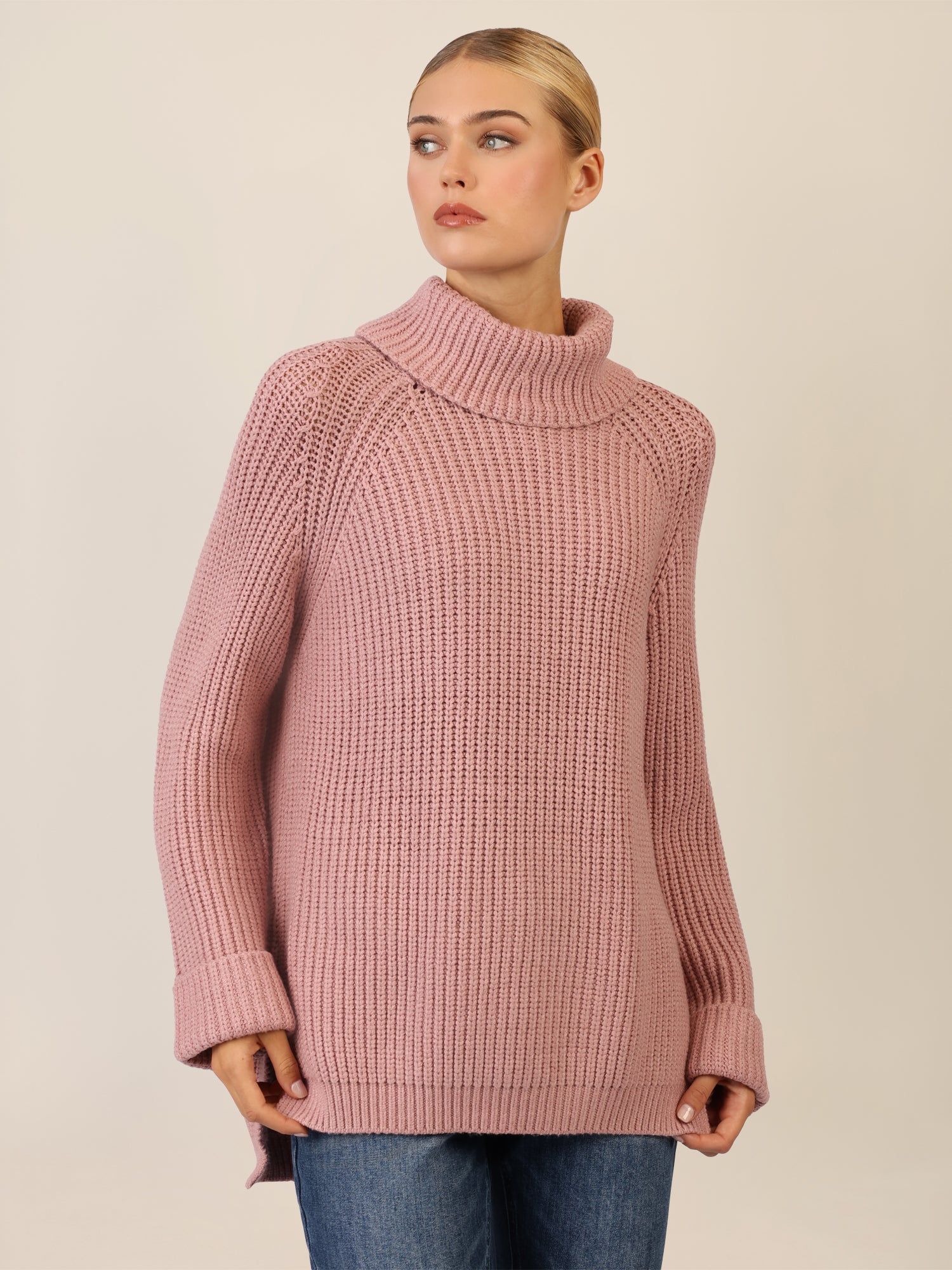 APART Oversized Pullover mit Rollkragen | mauve