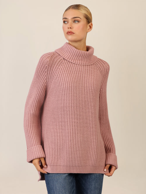 APART Oversized Pullover mit Rollkragen | mauve image 1