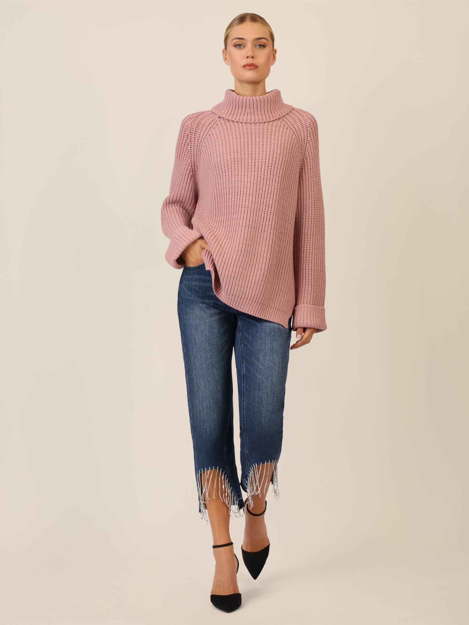 APART Oversized Pullover mit Rollkragen | mauve
