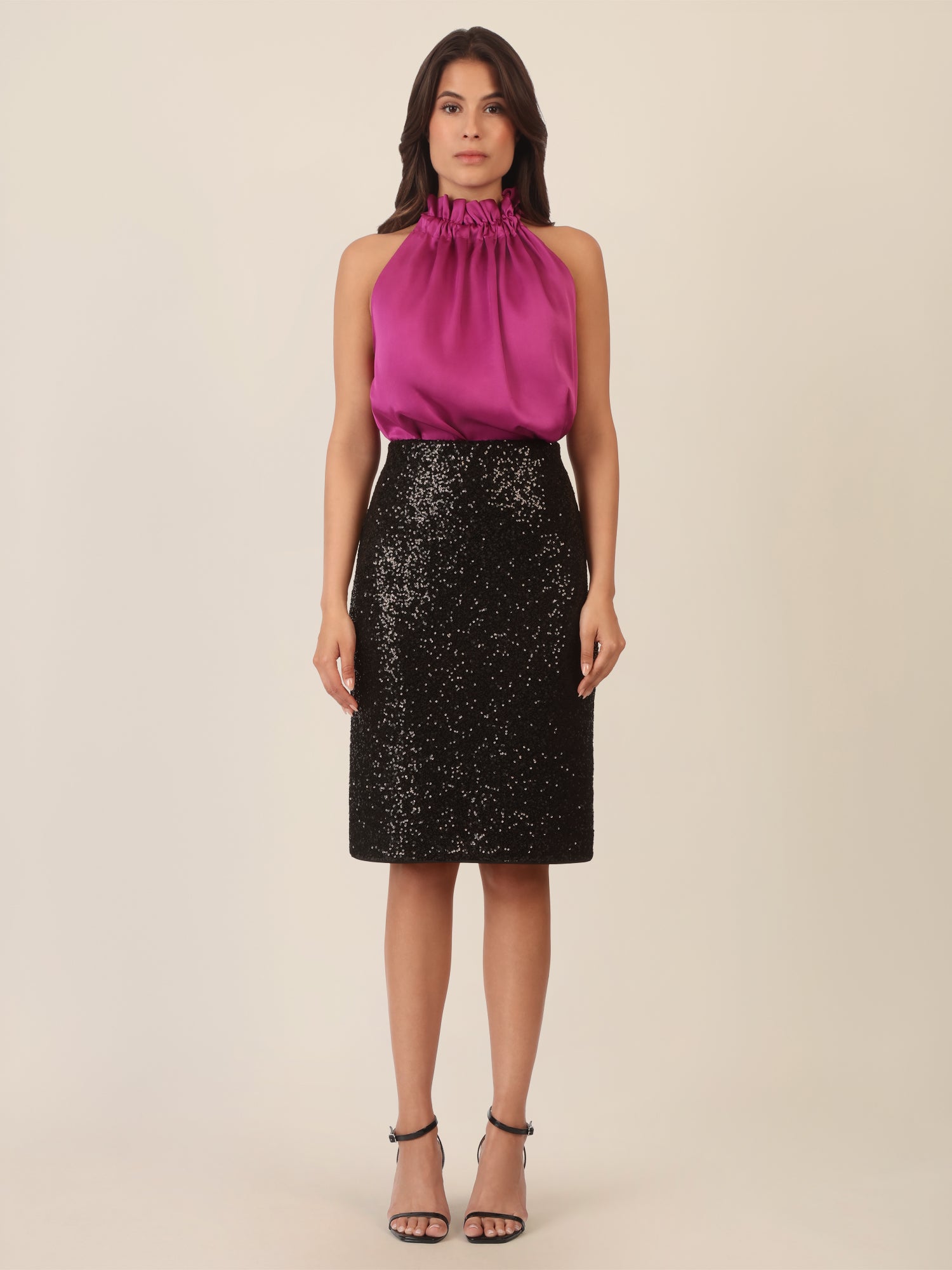 APART Paillettenrock mit Glitzereffekt | schwarz