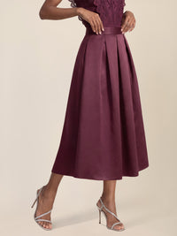 APART Eleganter Satinrock mit Glanz-Effekt | weinrot