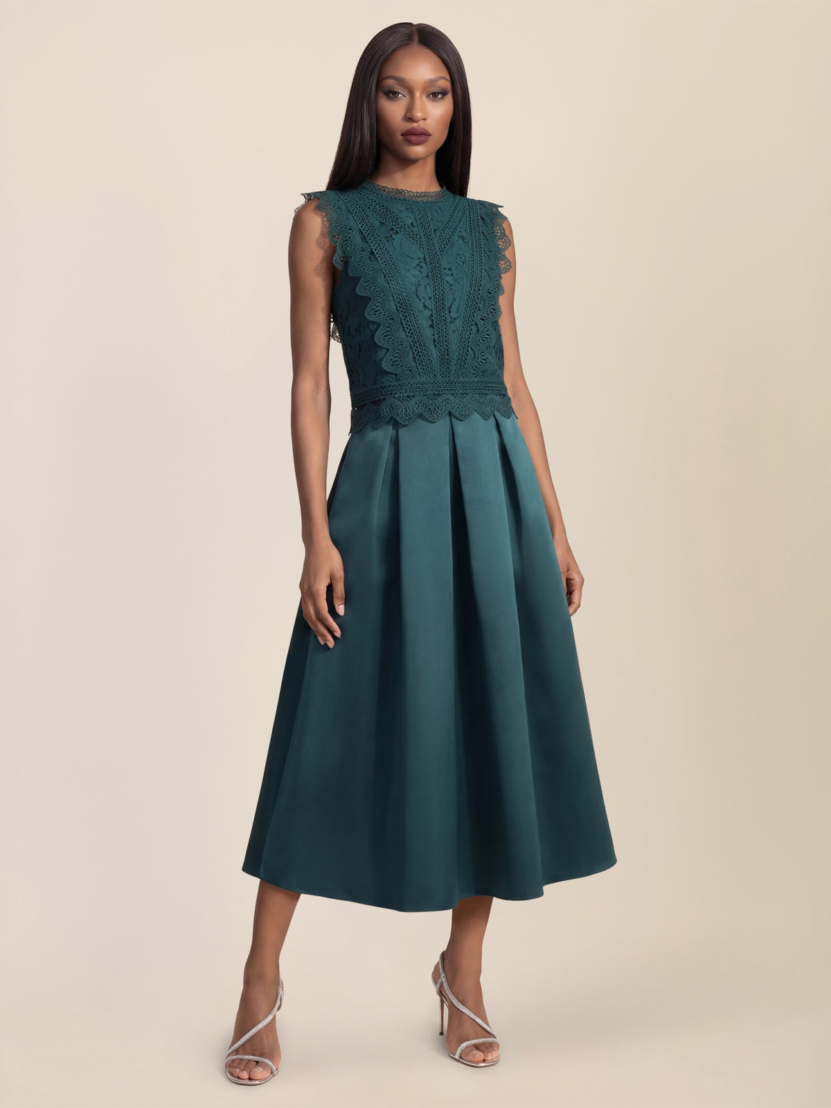 APART Eleganter Satinrock mit Glanz-Effekt | emerald