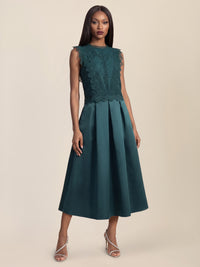APART Eleganter Satinrock mit Glanz-Effekt | emerald