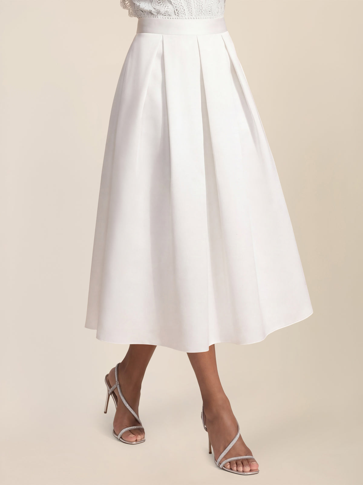 APART Eleganter Satinrock mit Glanz-Effekt | creme