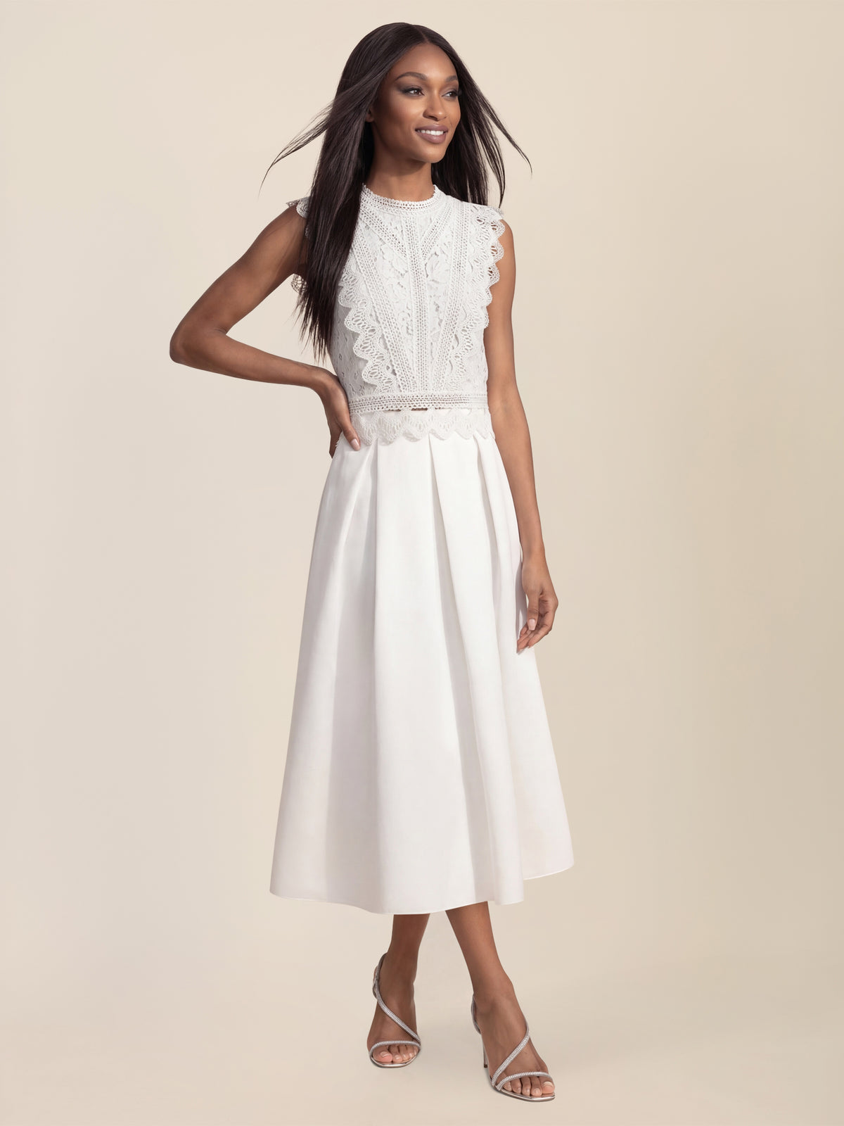 APART Eleganter Satinrock mit Glanz-Effekt | creme