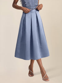 APART Eleganter Satinrock mit Glanz-Effekt | rauchblau