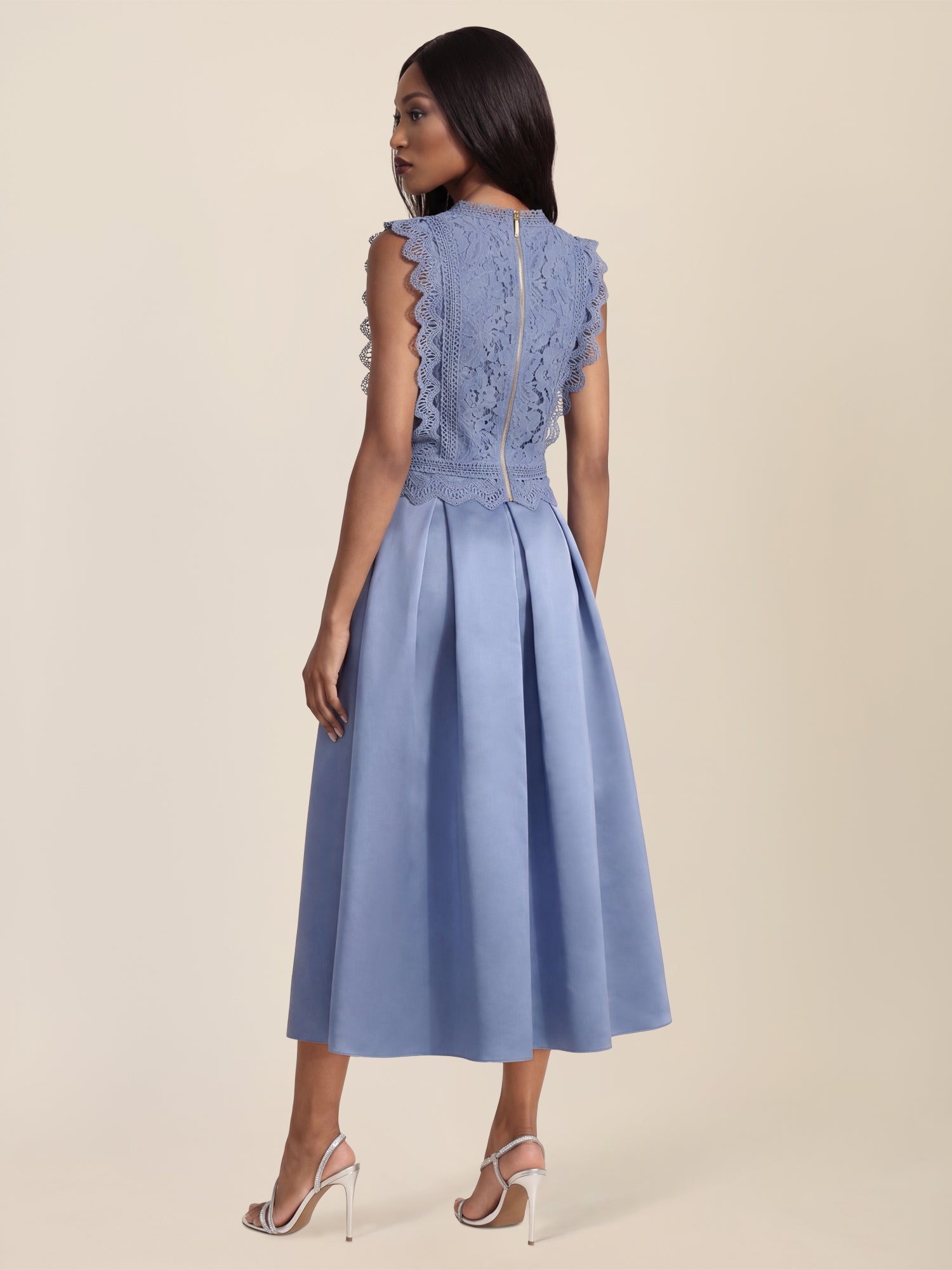 APART Eleganter Satinrock mit Glanz-Effekt | rauchblau