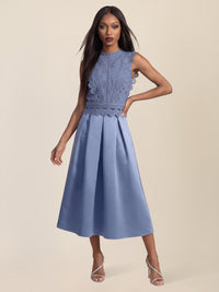 APART Eleganter Satinrock mit Glanz-Effekt | rauchblau