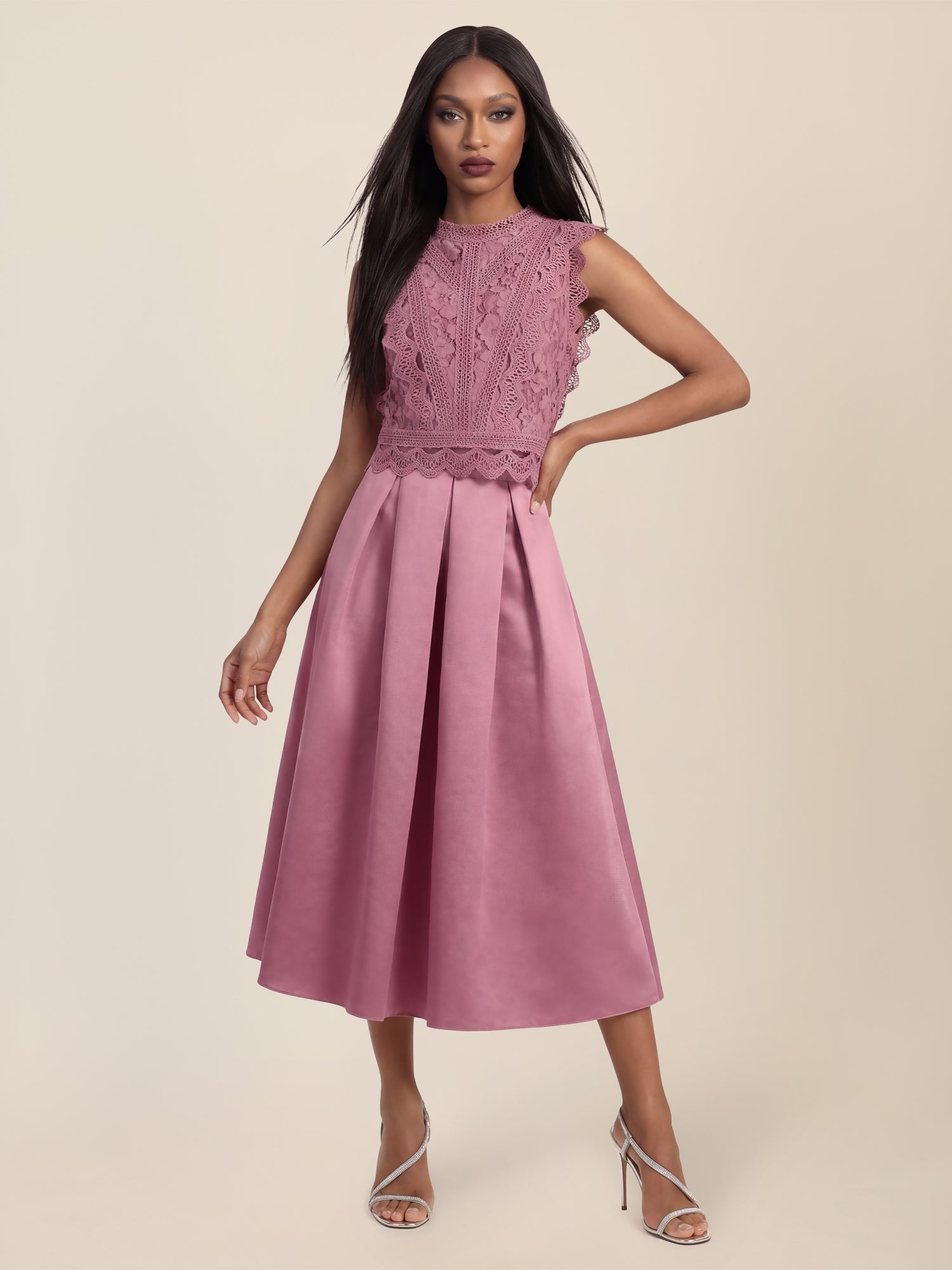 APART Eleganter Satinrock mit Glanz-Effekt | rosé