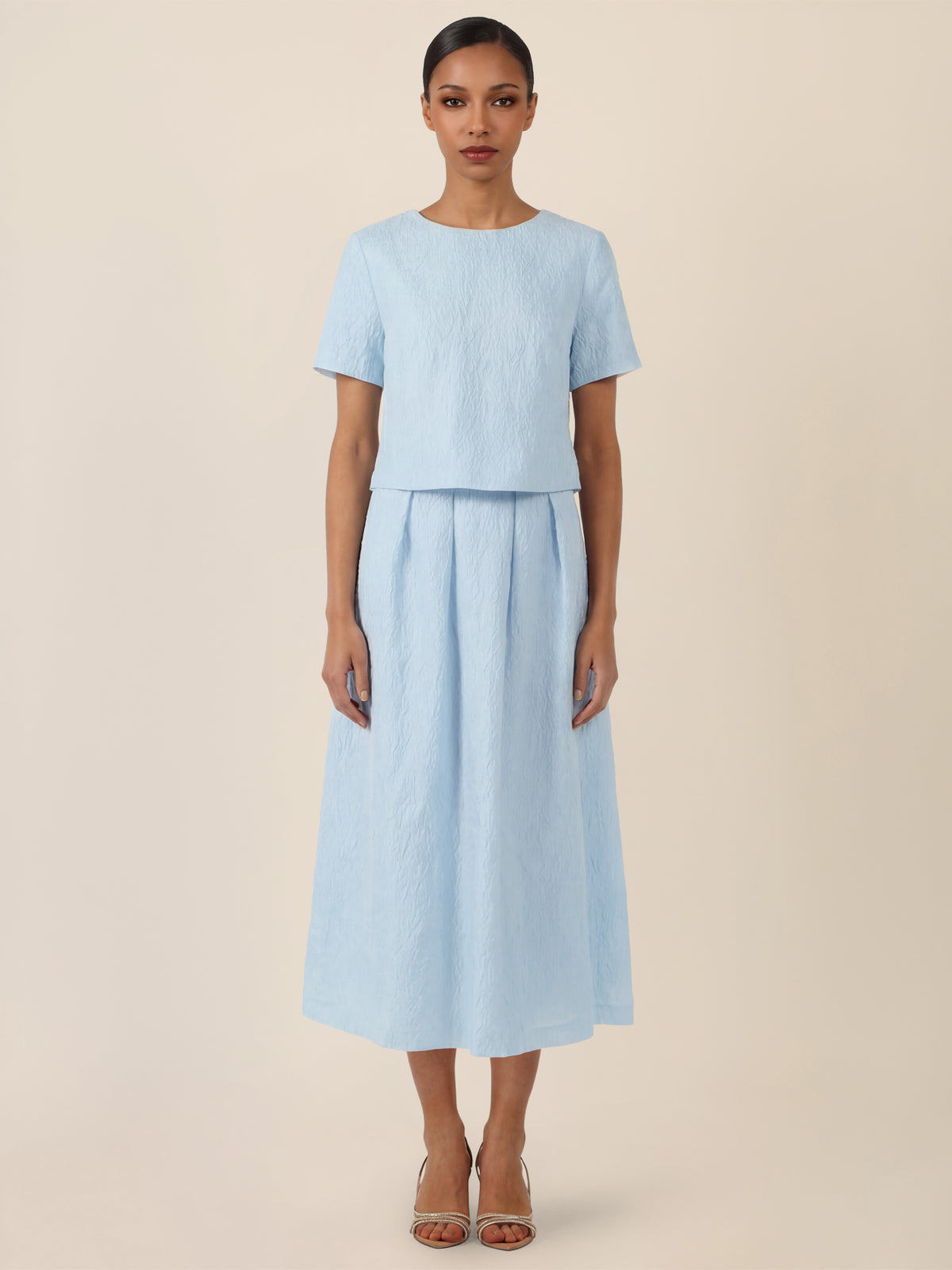 APART Kurzes Jacquard-Top mit Struktur | hellblau