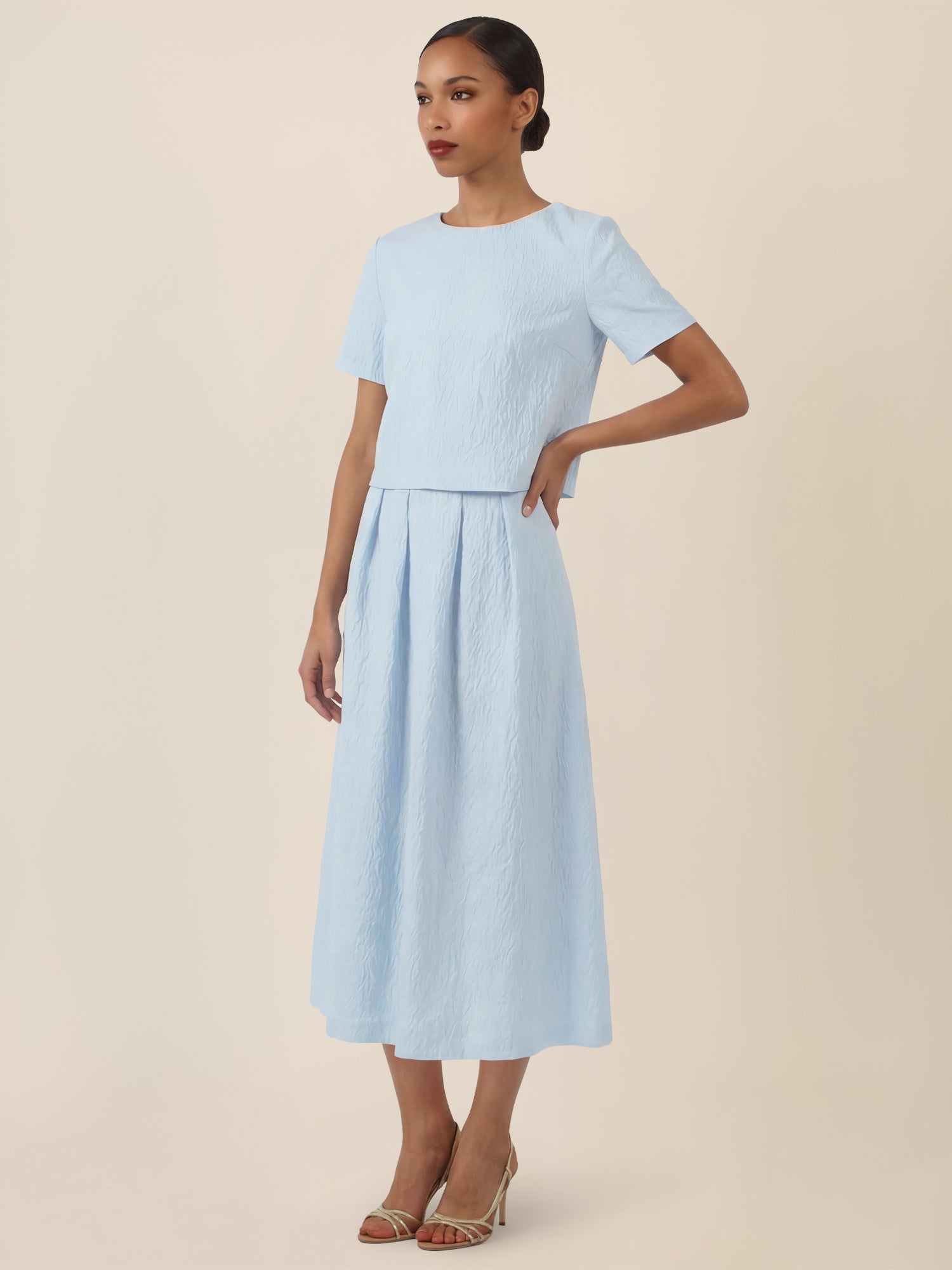 APART Kurzes Jacquard-Top mit Struktur | hellblau