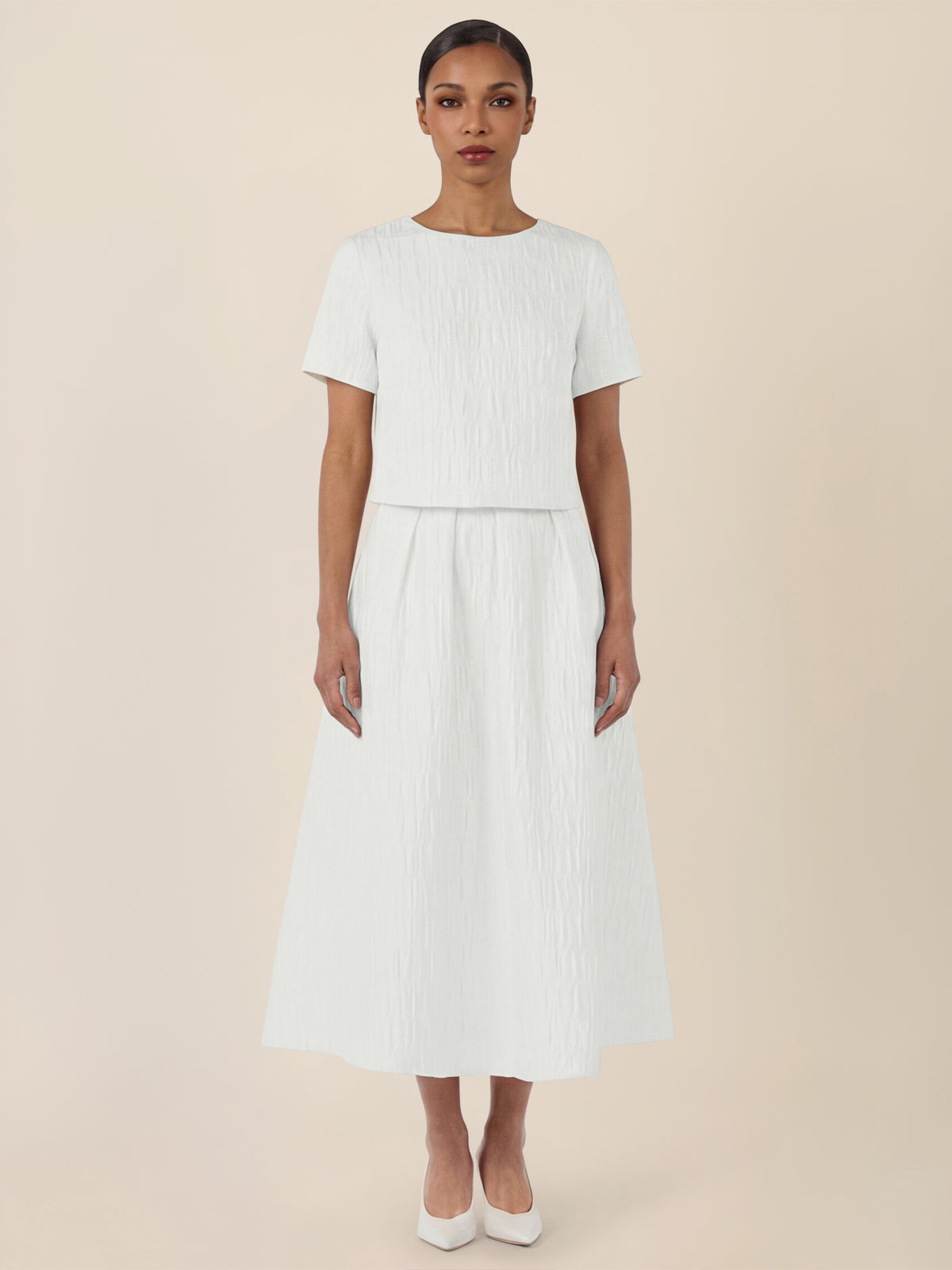 APART Bluse mit Struktur und Rundhalsausschnitt | creme