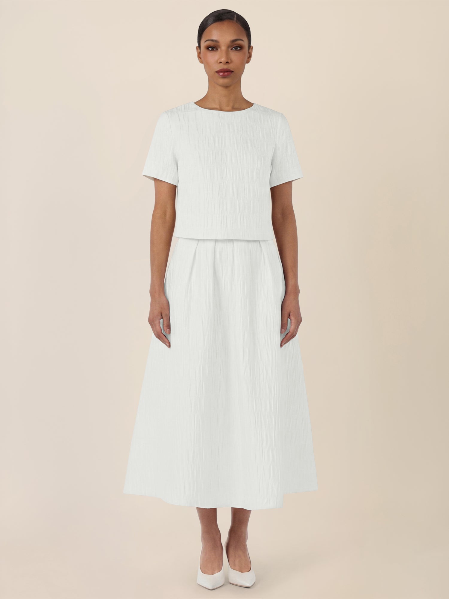 APART Bluse mit Struktur und Rundhalsausschnitt | creme