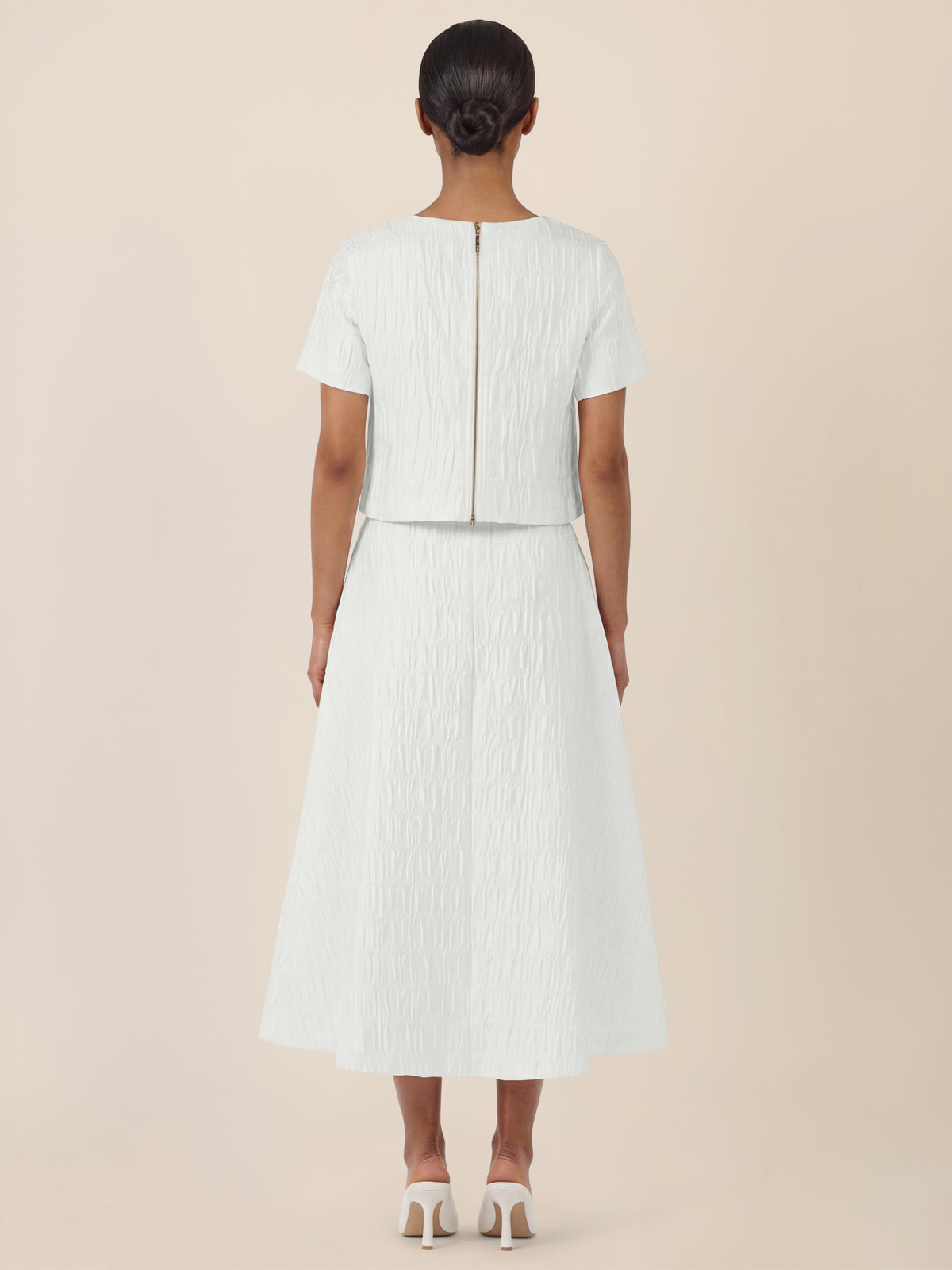 APART Bluse mit Struktur und Rundhalsausschnitt | creme