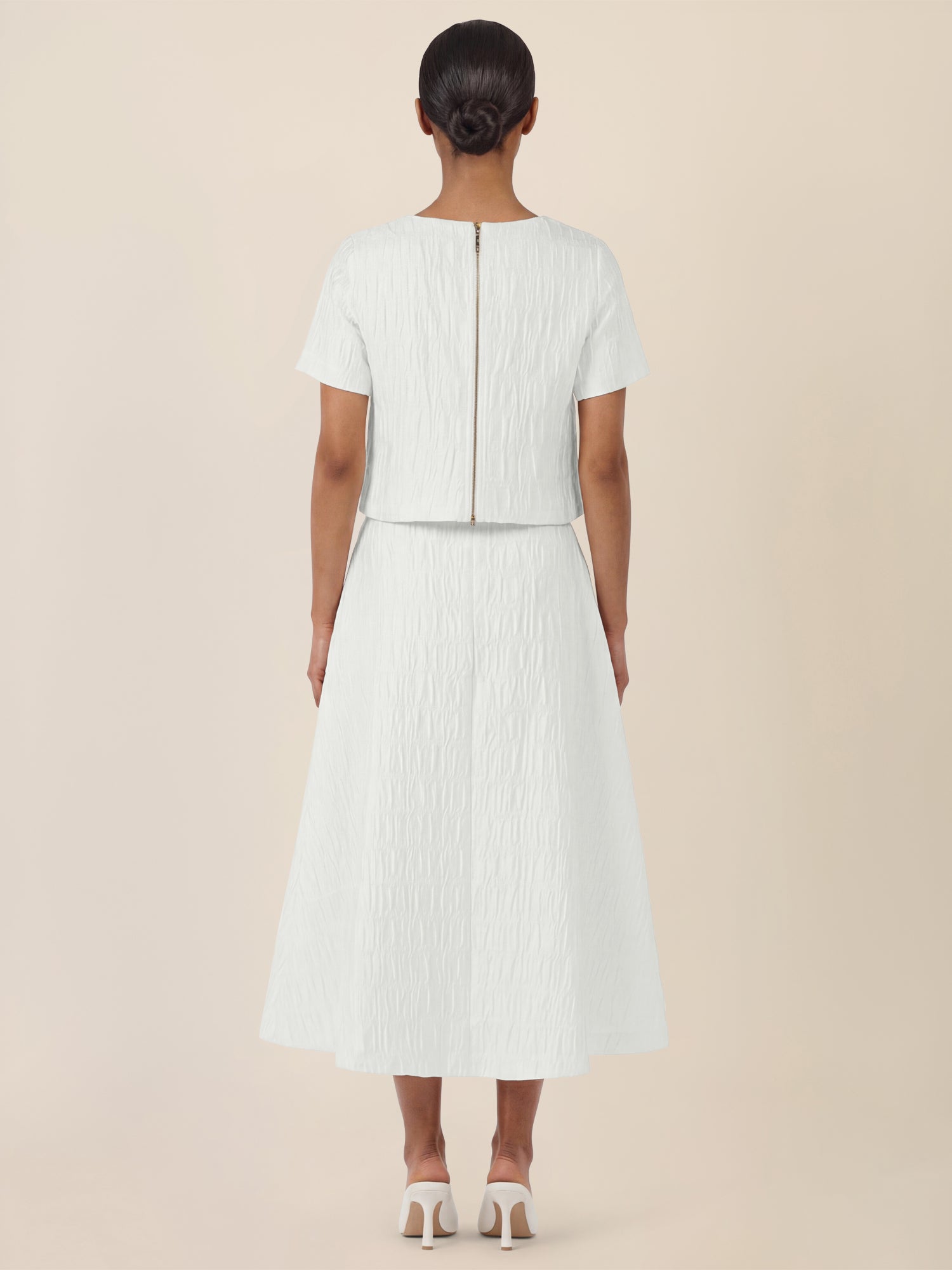 APART Bluse mit Struktur und Rundhalsausschnitt | creme