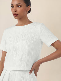 APART Bluse mit Struktur und Rundhalsausschnitt | creme