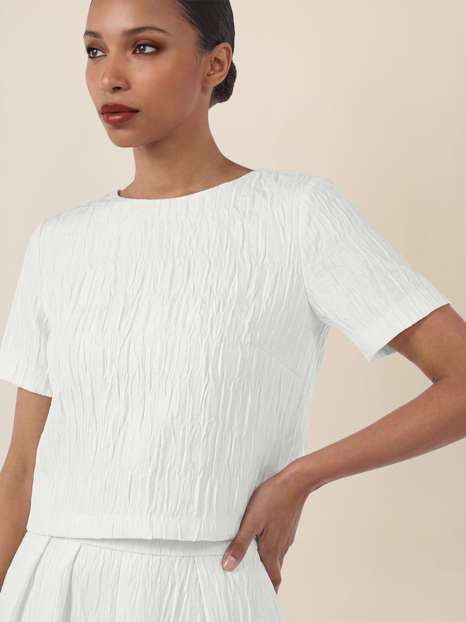 APART Bluse mit Struktur und Rundhalsausschnitt | creme