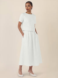 APART Bluse mit Struktur und Rundhalsausschnitt | creme