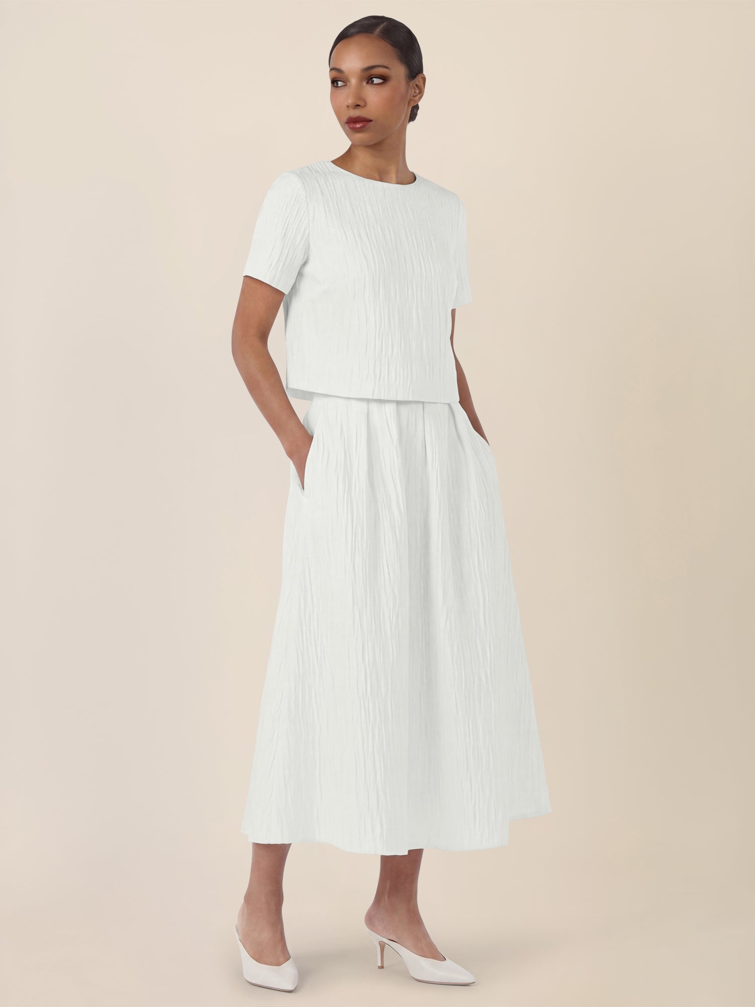 APART Bluse mit Struktur und Rundhalsausschnitt | creme