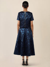APART Jacquard-Top mit schimmerndem Strukturmotiv | nachtblau-metallic