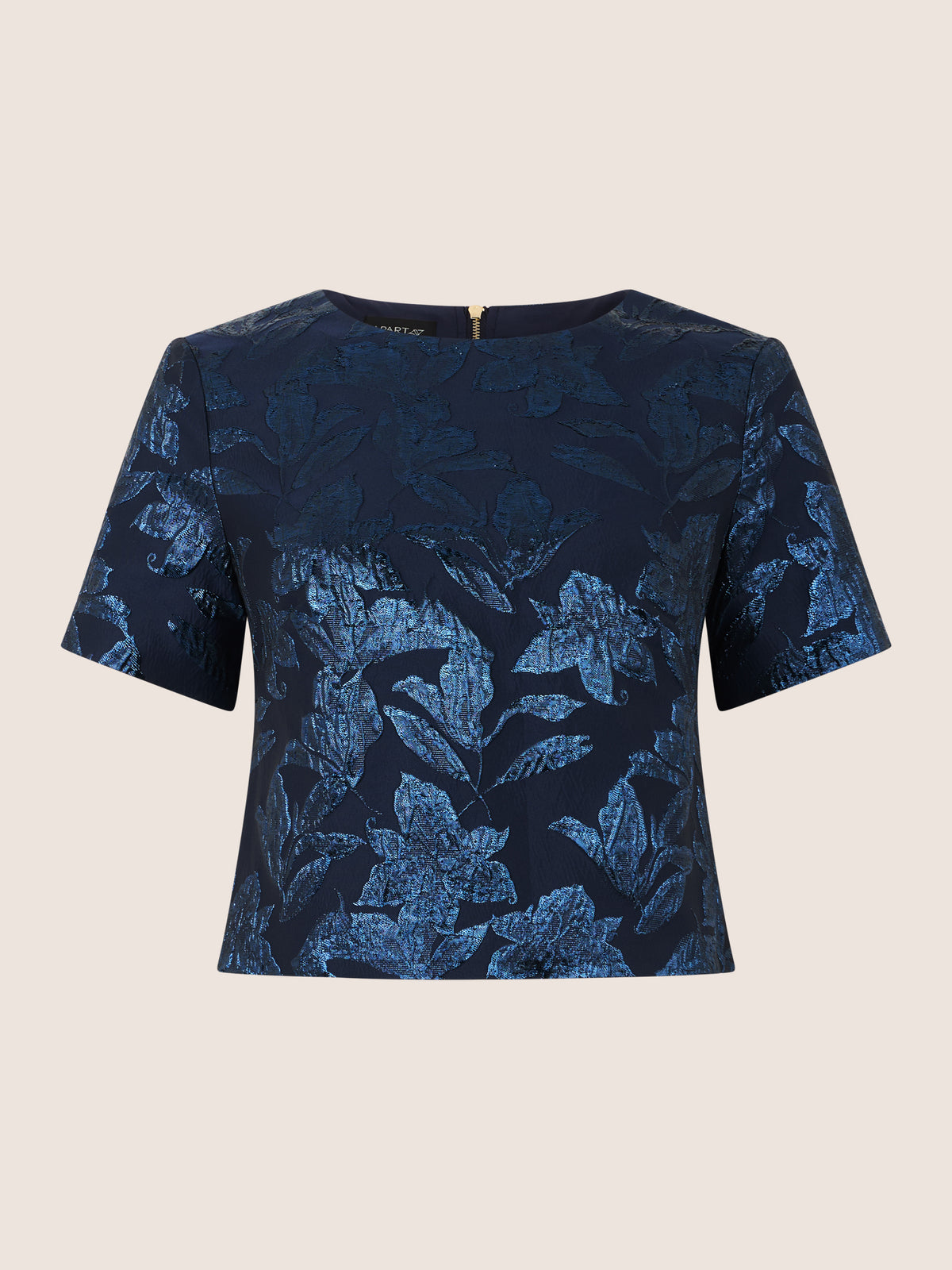 APART Jacquard-Top mit schimmerndem Strukturmotiv | nachtblau-metallic