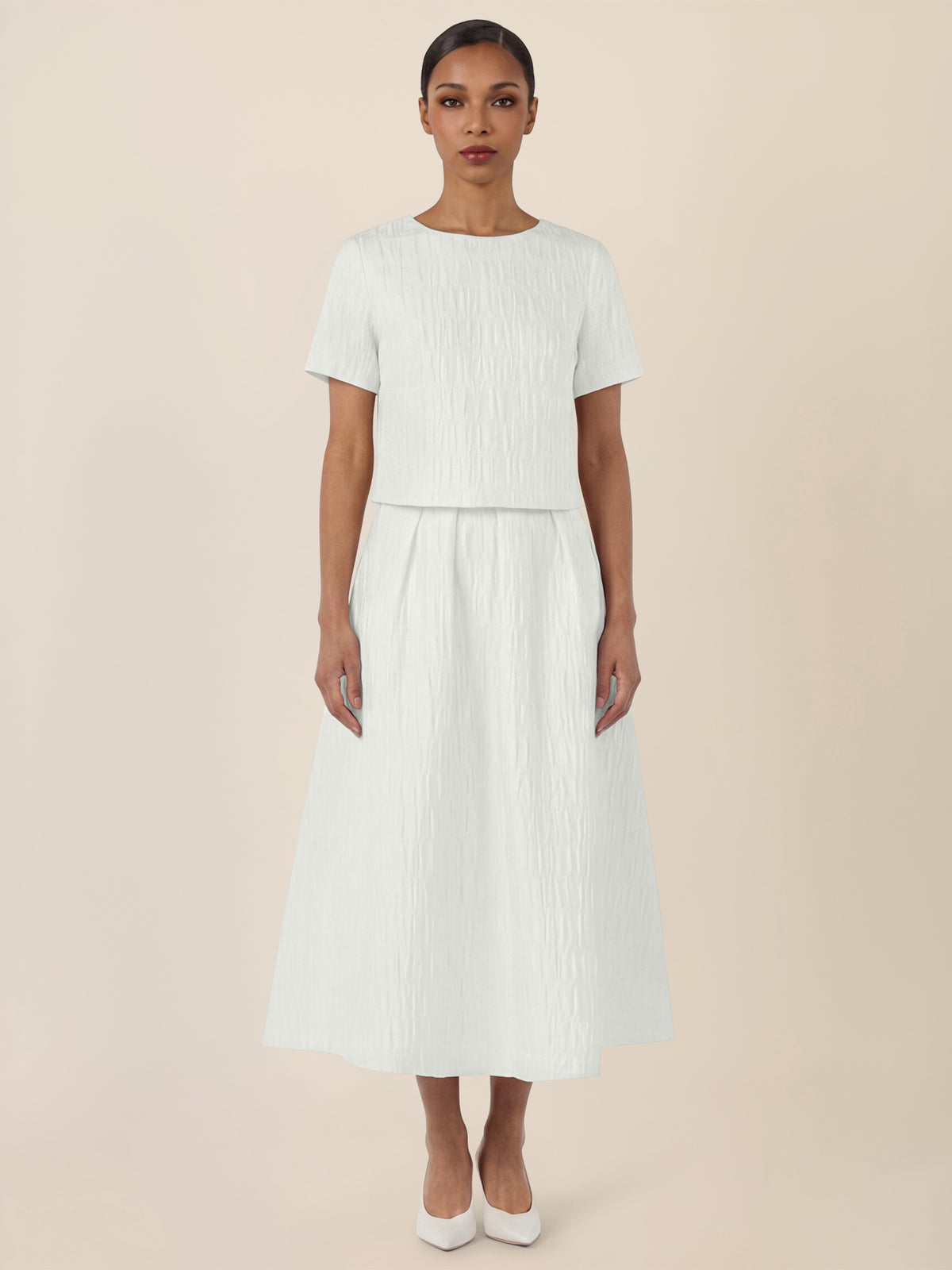 APART Midi Jacquardrock in edler Struktur-Optik | creme