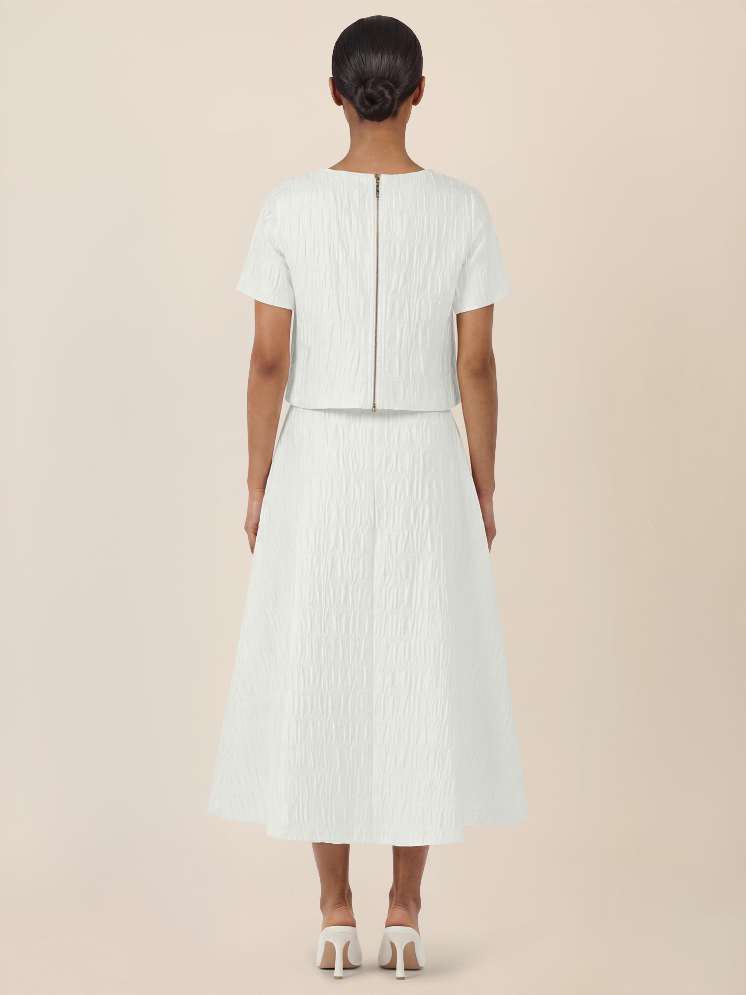 APART Midi Jacquardrock in edler Struktur-Optik | creme