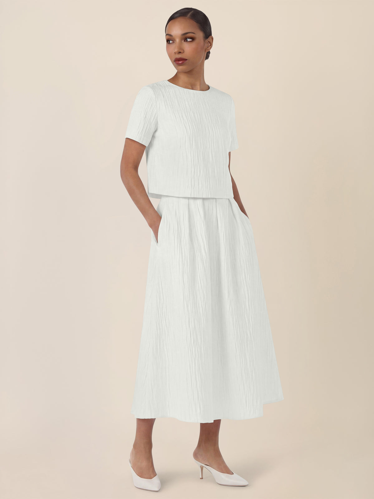 APART Midi Jacquardrock in edler Struktur-Optik | creme