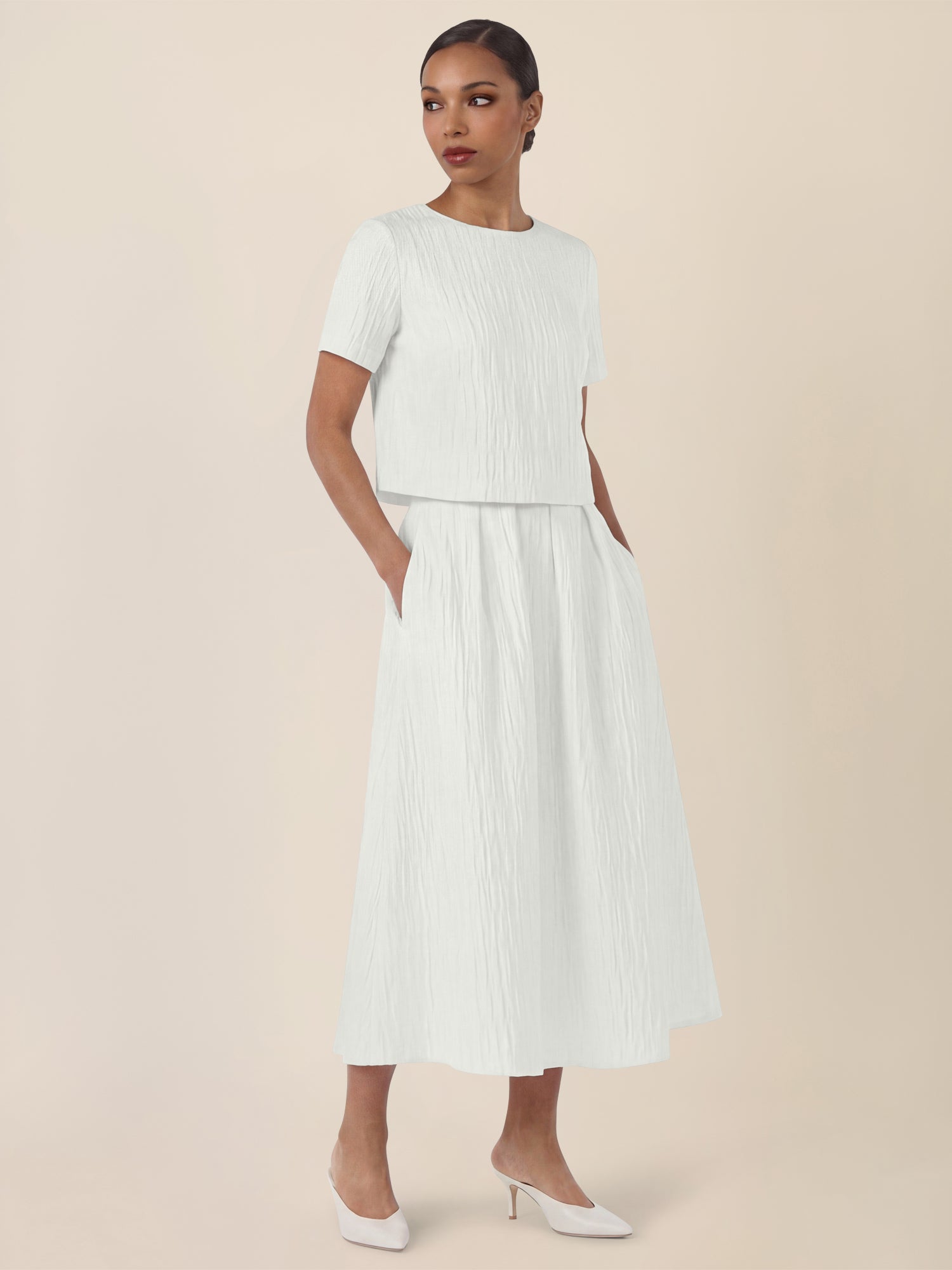 APART Midi Jacquardrock in edler Struktur-Optik | creme