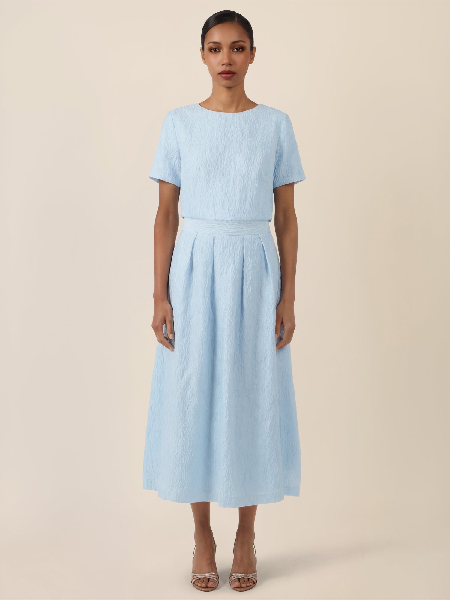 APART Eleganter Jacquard-Midirock mit Struktur | hellblau