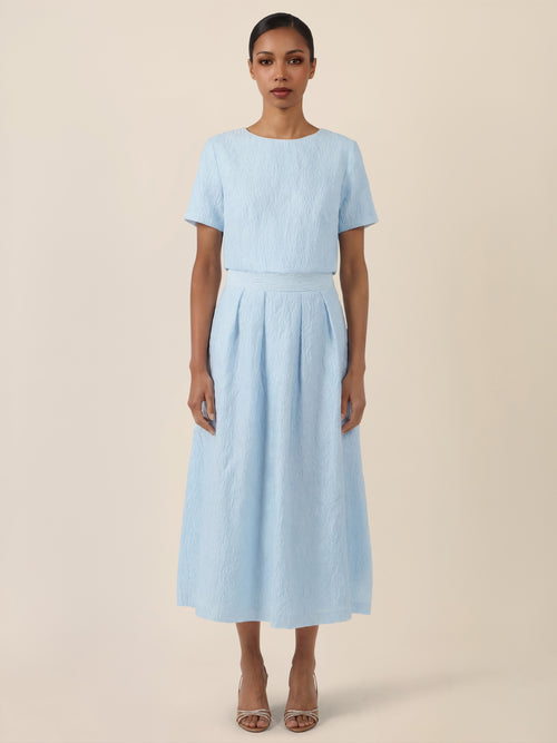 APART Eleganter Jacquard-Midirock mit Struktur | hellblau image 1