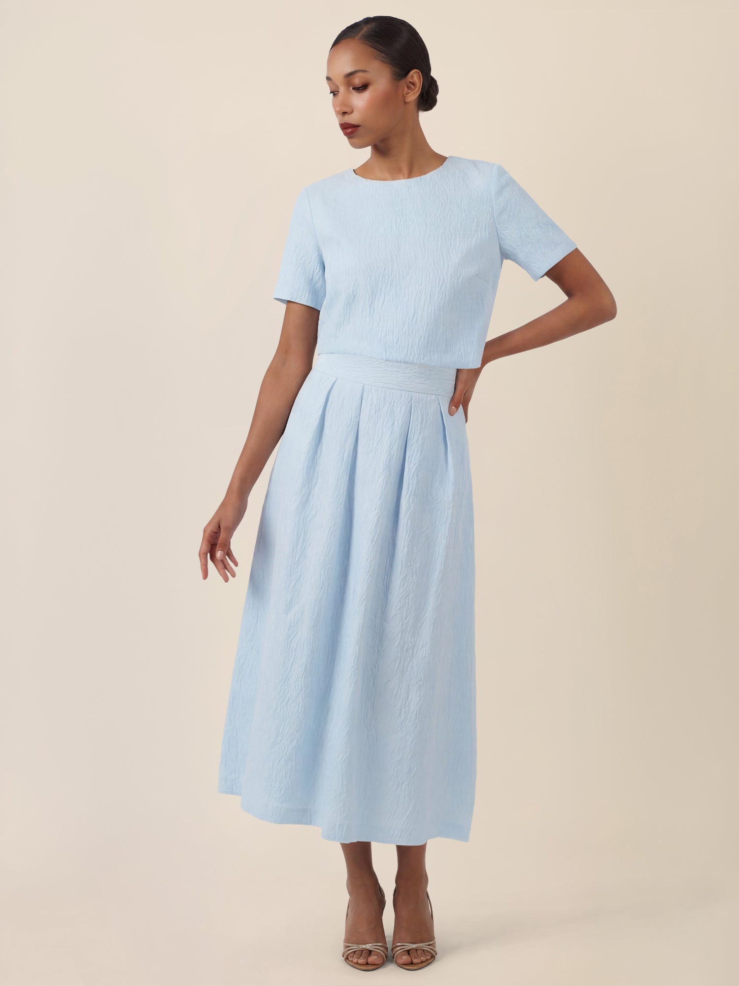 APART Eleganter Jacquard-Midirock mit Struktur | hellblau