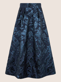 APART Eleganter Jacquard-Rock in A-Linie | nachtblau-metallic