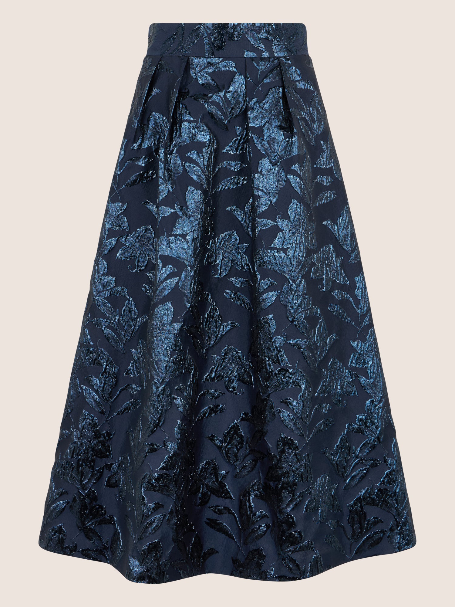 APART Eleganter Jacquard-Rock in A-Linie | nachtblau-metallic