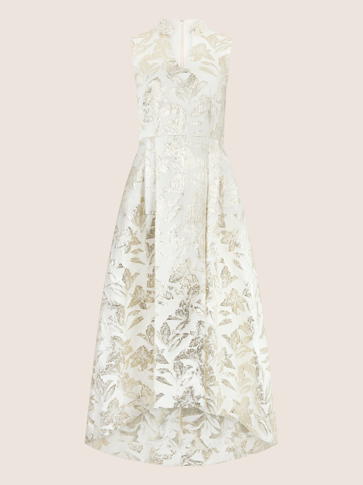 APART Elegantes Hochzeitskleid mit Perlenkragen | creme-gold