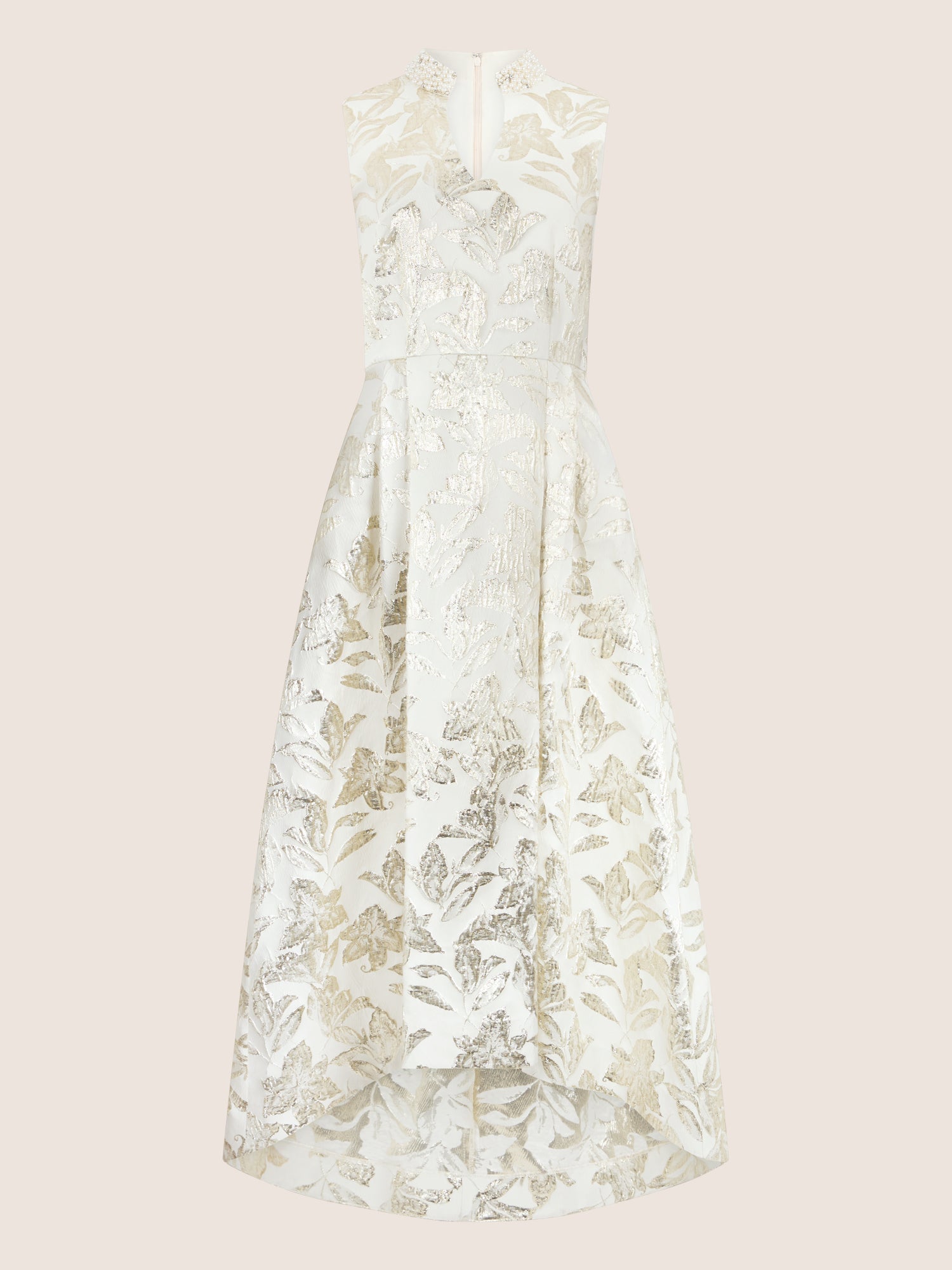 APART Elegantes Hochzeitskleid mit Perlenkragen | creme-gold