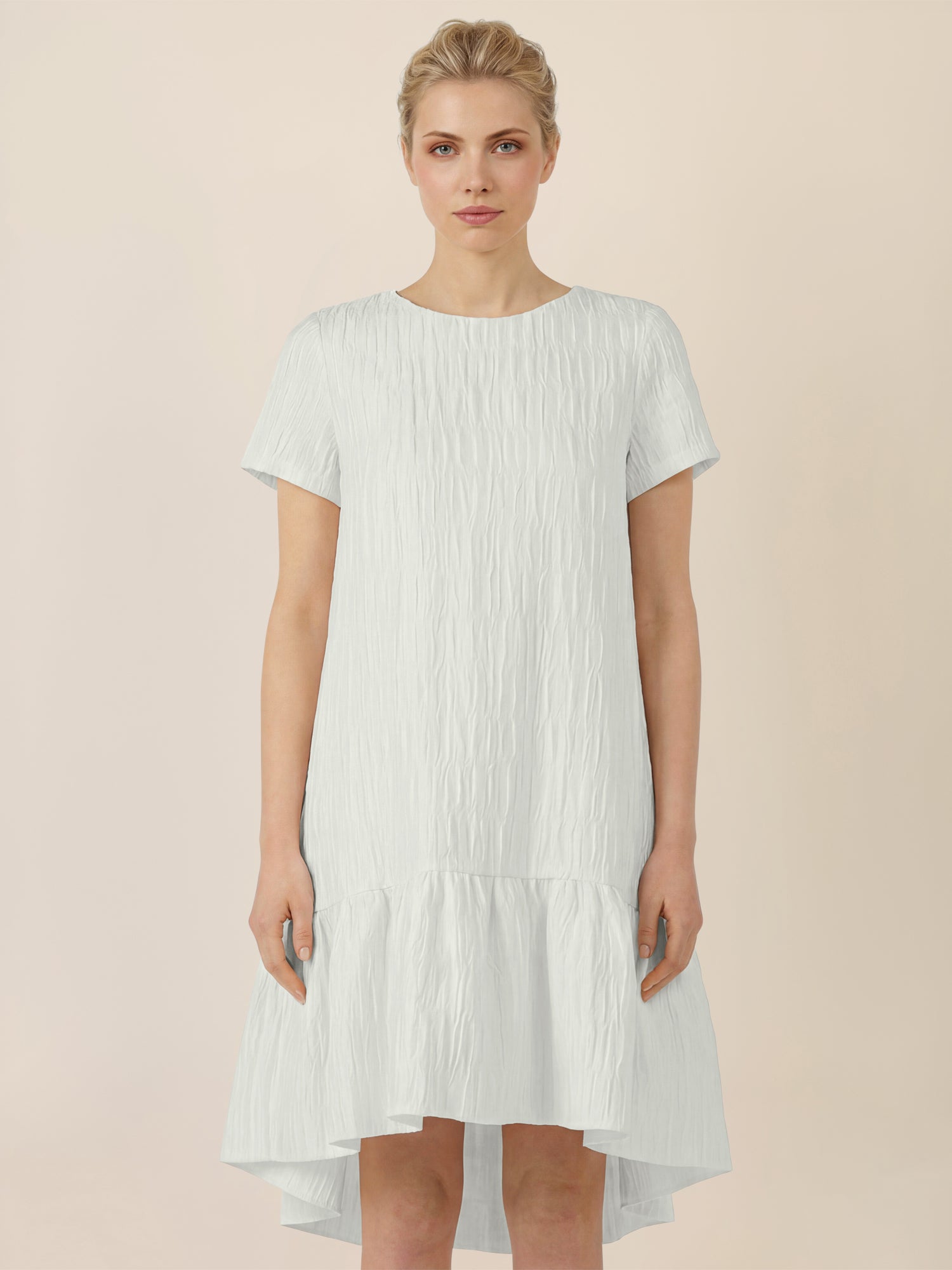 APART Strukturkleid mit Volantsaum | creme