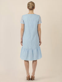 APART Elegantes Kleid mit Volantsaum | hellblau