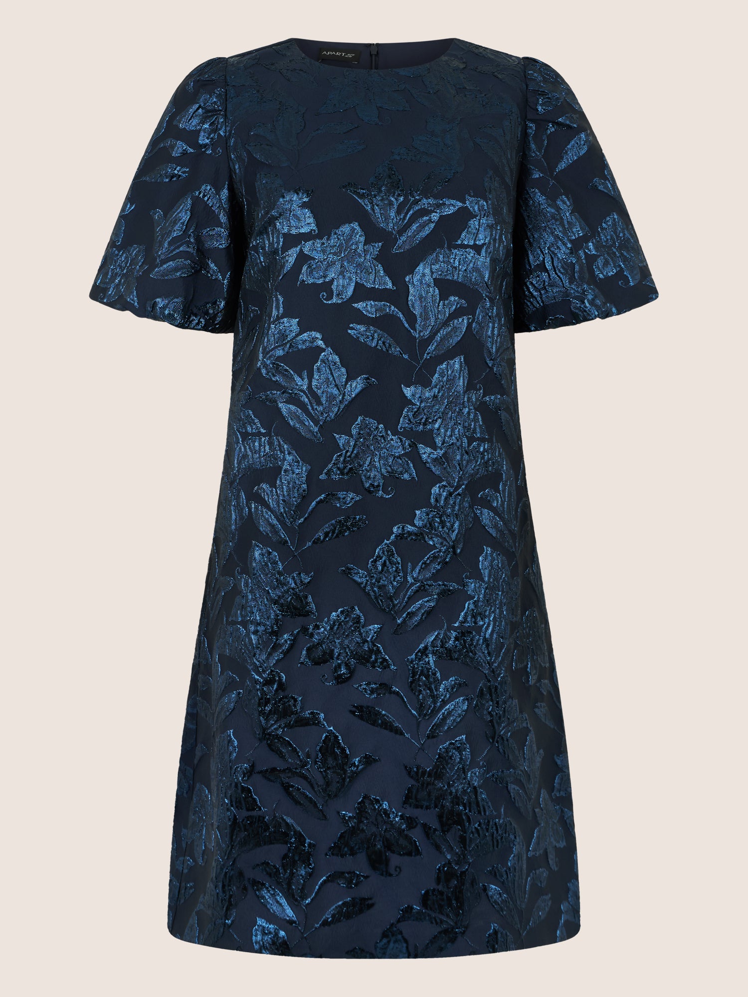APART Kurzes Cocktailkleid mit Glanzmuster | nachtblau-metallic