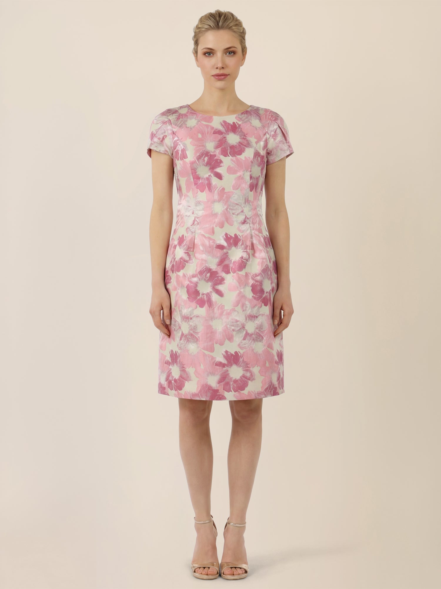 APART Bouclékleid mit floraler Struktur | creme-rose